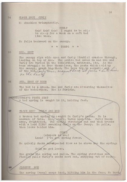 Moe Howard's 33pp. Script Dated February 1938 for The Three Stooges Film ''Healthy, Wealthy and Dumb'' -- With Numerous Annotations by Moe Including His Pencil Signatures -- Very Good Condition